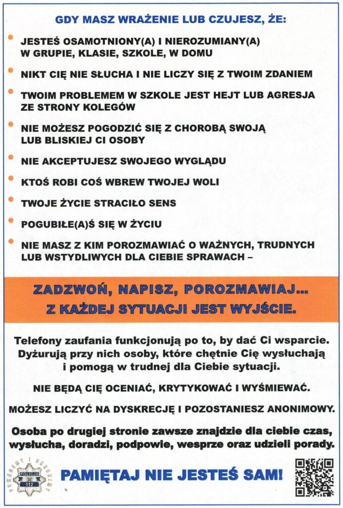 Pamiętaj, nigdy nie jesteś sam. Daj sobie szansę. 3 potrzebujesz wsparcia 2